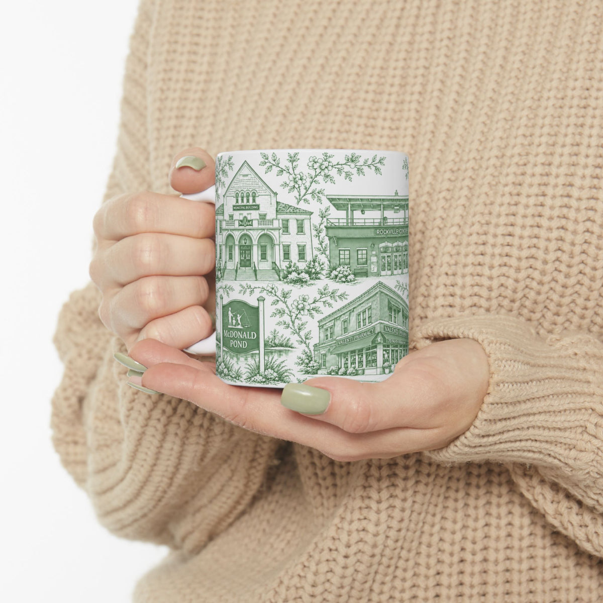 Rockville Center Green Toile de Jouy 11 oz Mug