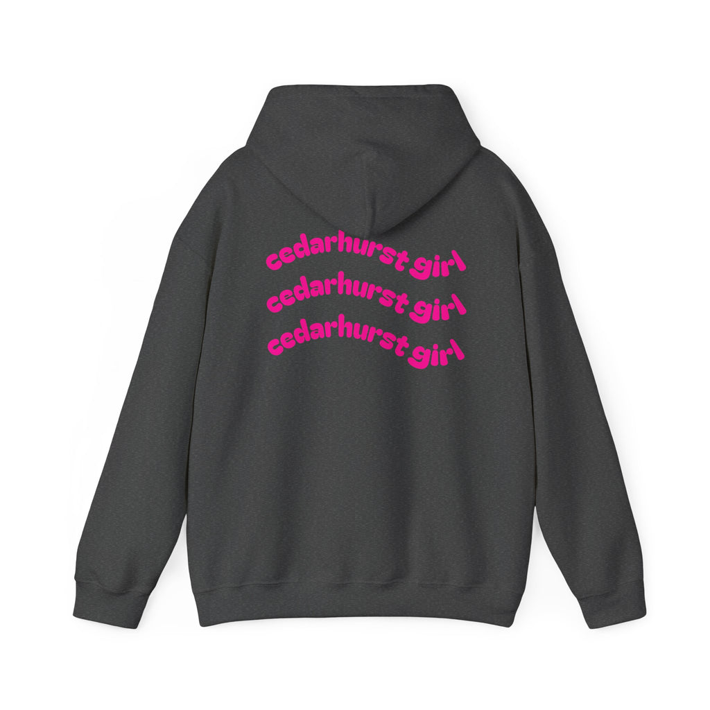 Cedarhurst Girl Hoodie – Retro Pink Wave Back Print Hooded Sweatshirt