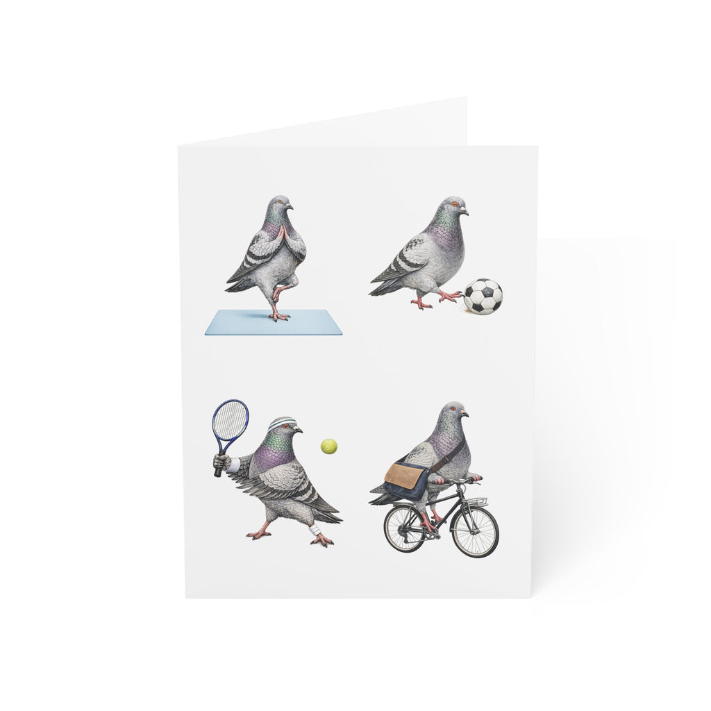 Get Well Soon NYC Pigeon 4.6” x 6.25” Greeting Cards | Pack of 10 Active Lifestyle Well Wishes Bird Lover Card Soccer Tennis Cycling Yoga Card Pack
