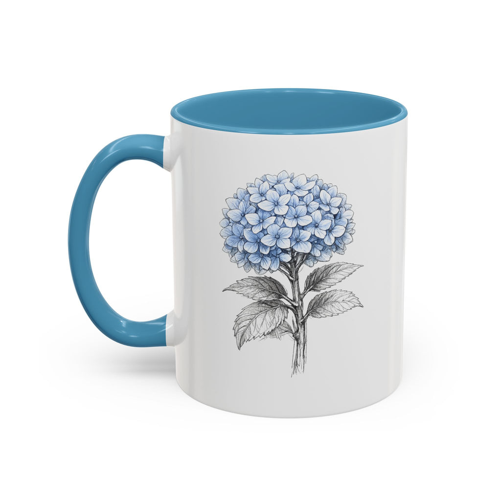 Hamptons Hydrangea Accent Coffee Mug – Blue Floral 11 oz