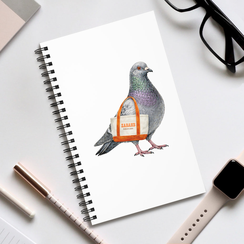 Customizable Upper West Side NYC Pigeon Spiral Journal | Grocery Shopper Bird Lovers Notebook