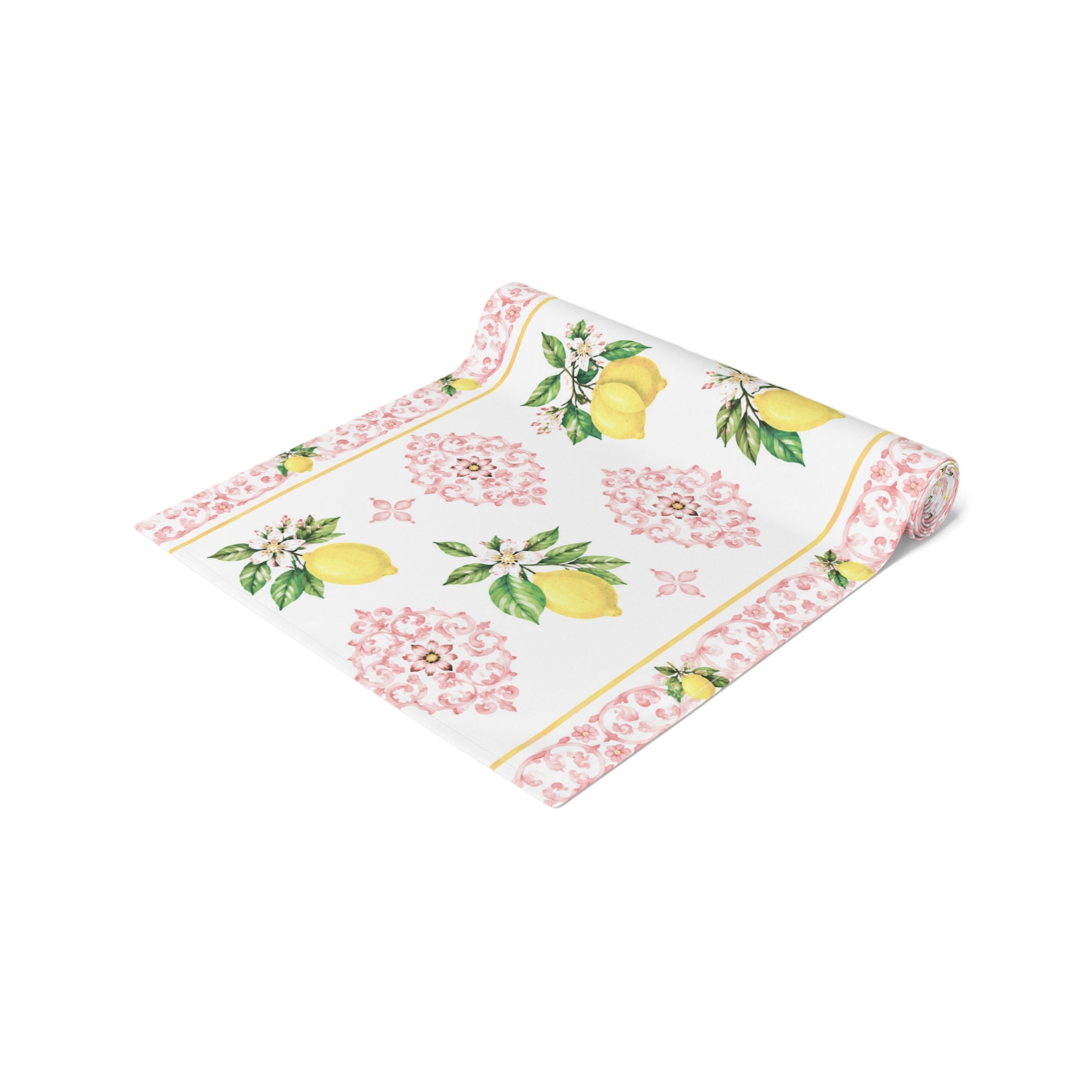 Little Italy Amalfi Pink with Lemon 2 Table Runner – Mediterranean Dining Decor
