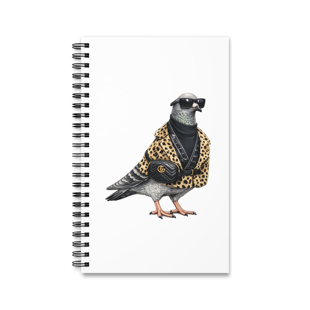 Cuaderno espiral personalizable de Staten Island NYC con palomas | Libreta con estampado de leopardo para amantes de las aves