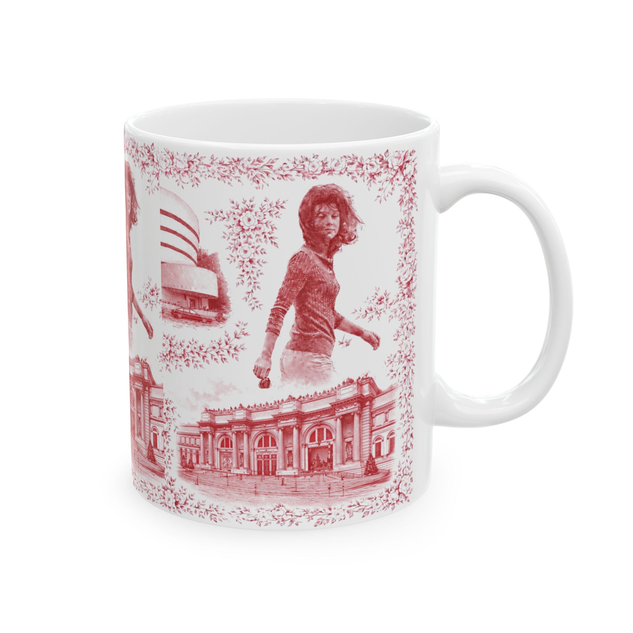 Upper East Side Red and White Toile de Jouy Mug | New York Chinoiserie Ceramic Mug