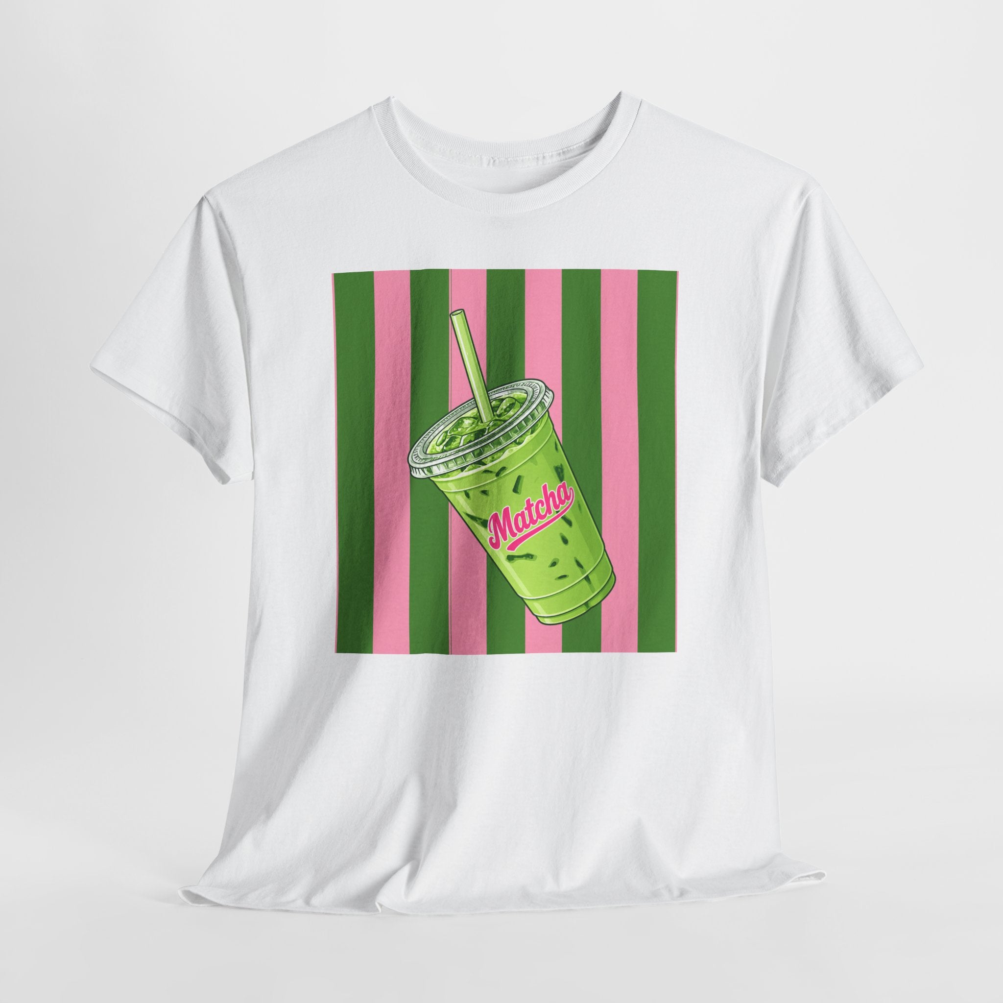 Iced Matcha Tea T-Shirt — Pink and Green Tea Graphic Tee