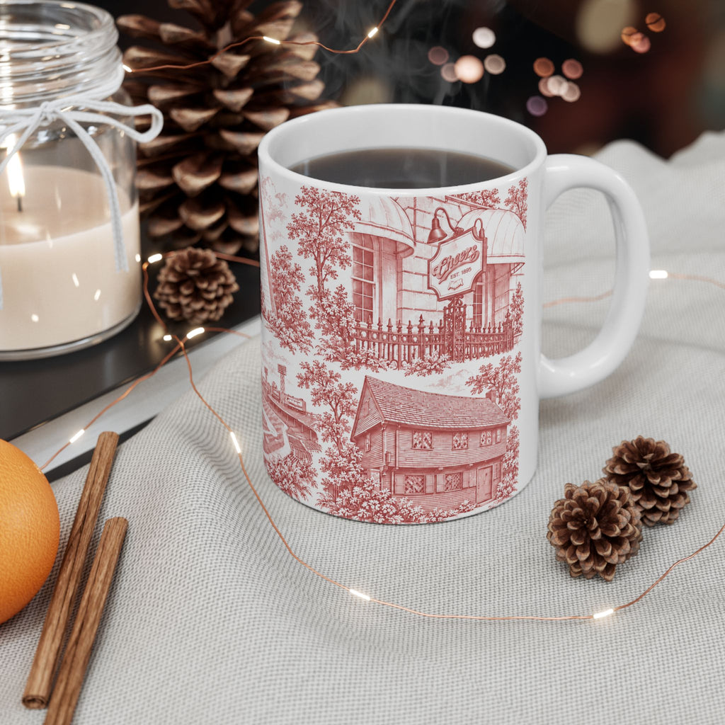 Boston Red Toile de Jouy Ceramic Mug – Boston Chinoiserie (11oz)