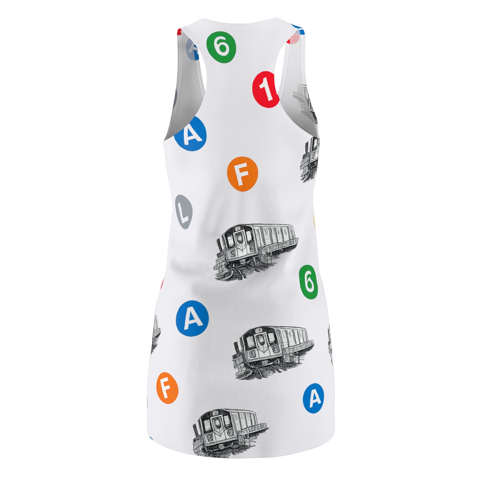 Vestido nadador con íconos de las líneas del metro de Nueva York - Cubrebañador con el tren de Nueva York