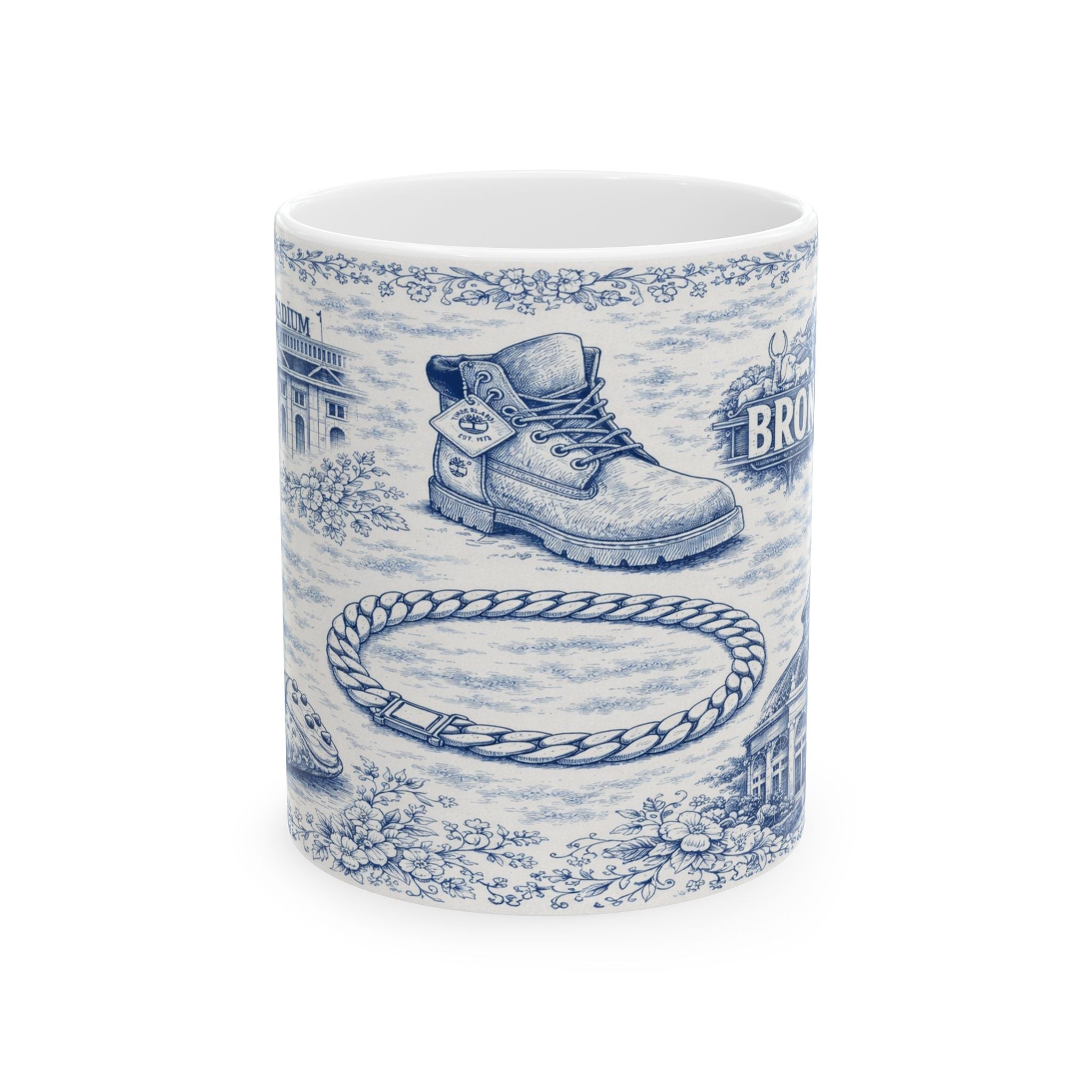 Bronx Blue Toile de Jouy Mug | NYC Chinoiserie Ceramic Coffee Cup