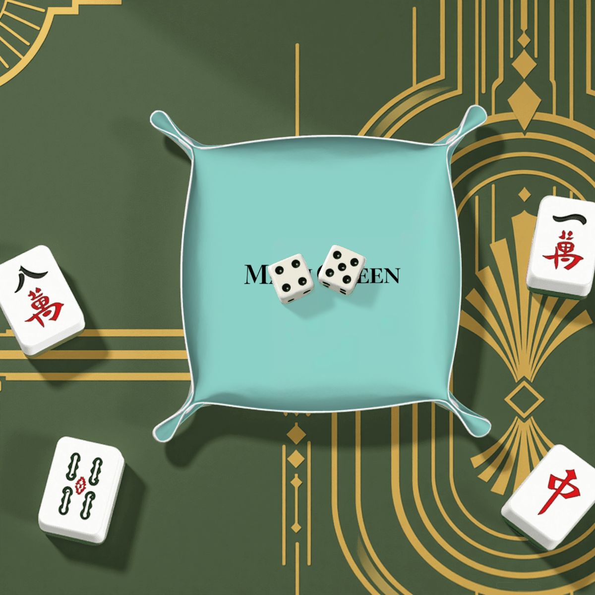 Mahj Queen Robin's Egg Blue PVC Leather Mahjong Dice Tray