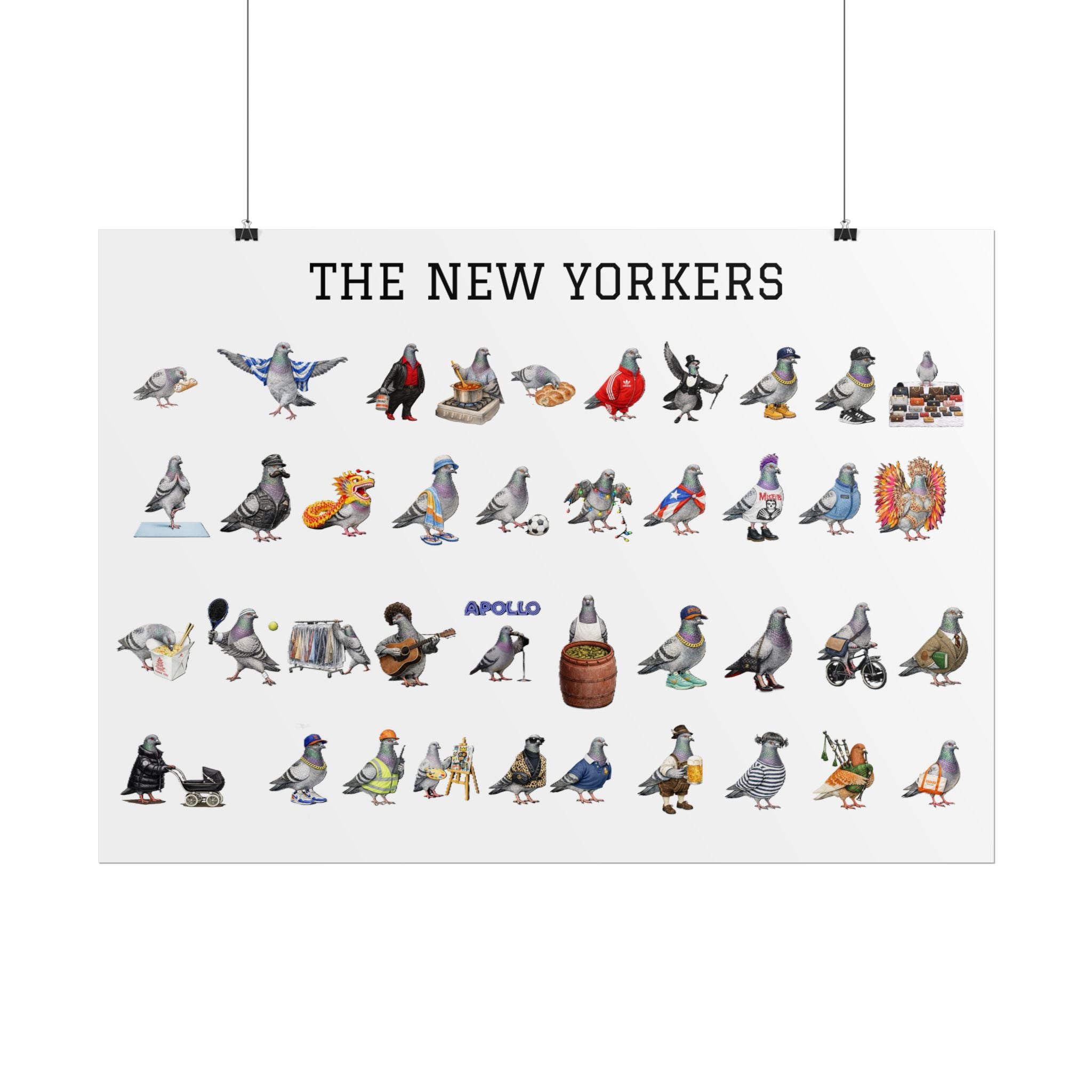 The New Yorkers Neighborhood Pigeons Rolled Poster | NYC Pigeon Gift for Bird Lovers