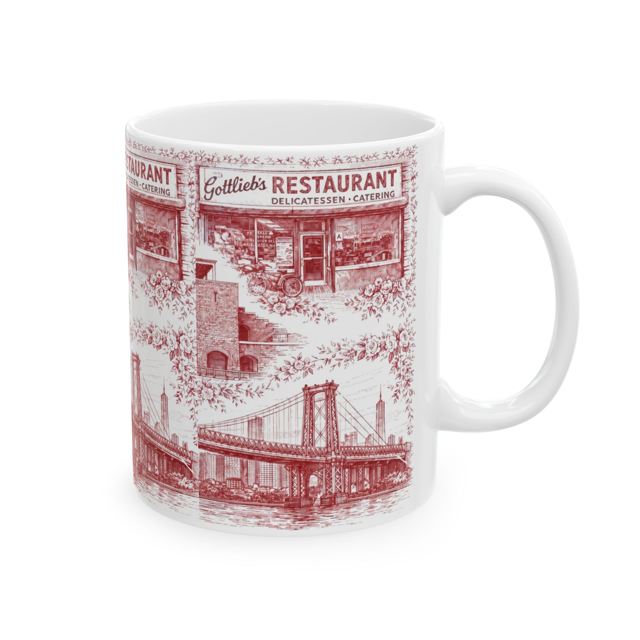Williamsburg Red and White Toile de Jouy Mug | Brooklyn Ceramic Chinoiserie Mug