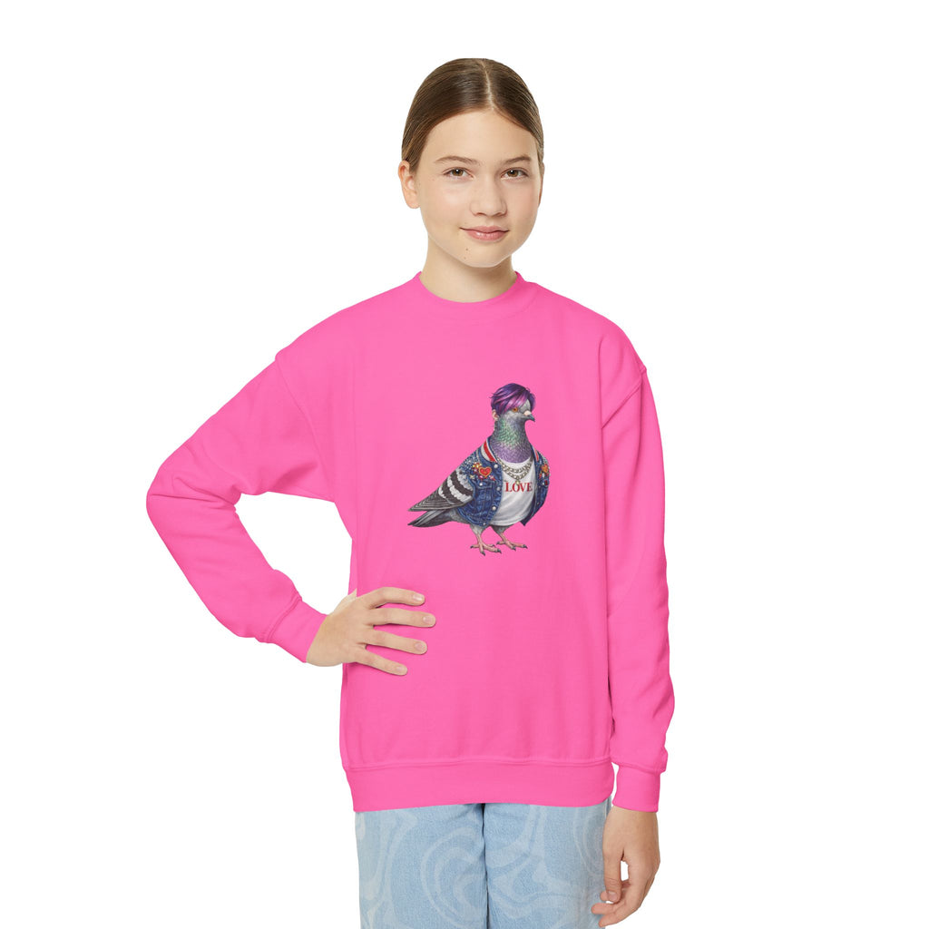 Sudadera de cuello redondo para niños con paloma de Koreatown, Nueva York, personalizable, para niños, suéter de pájaro para amantes de KPop de Nueva York