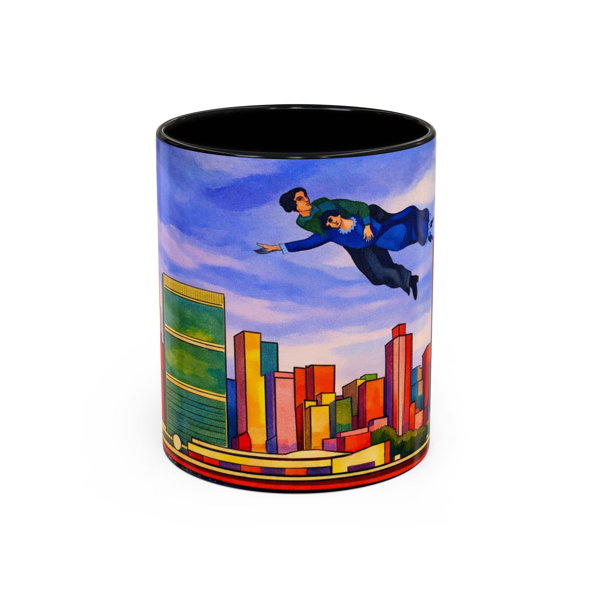 Over The Town  Marc Chagall-inspired Fan Art Manhattan Skyline NYC Accent Coffee Mug