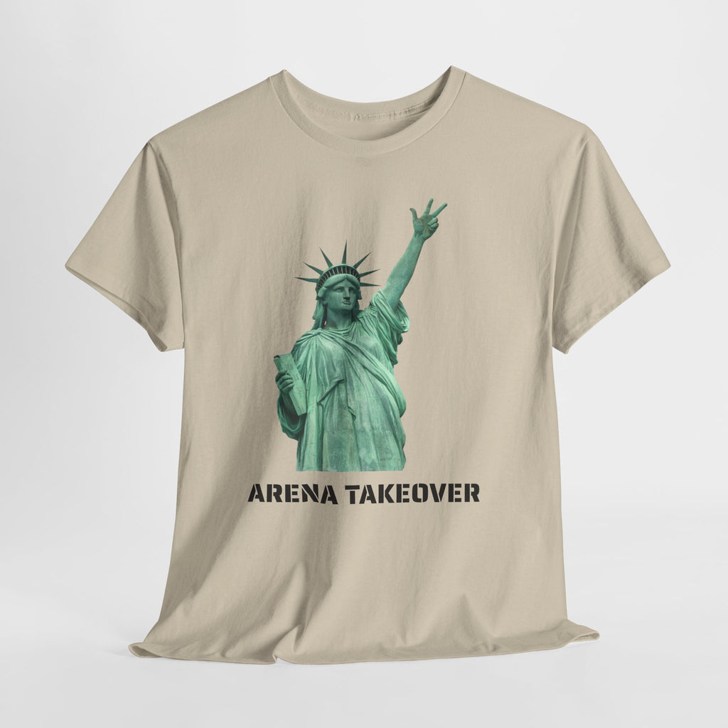Arena Takeover Statue of Liberty Three Points T-Shirt | NYC Jalen Brunson Basketball 3 Point Shot Tee