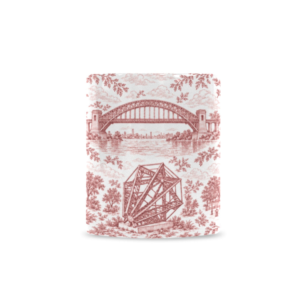Astoria Red Toile de Jouy Mug | Queens Chinoiserie Ceramic Coffee Cup Custom White Mug (11oz)