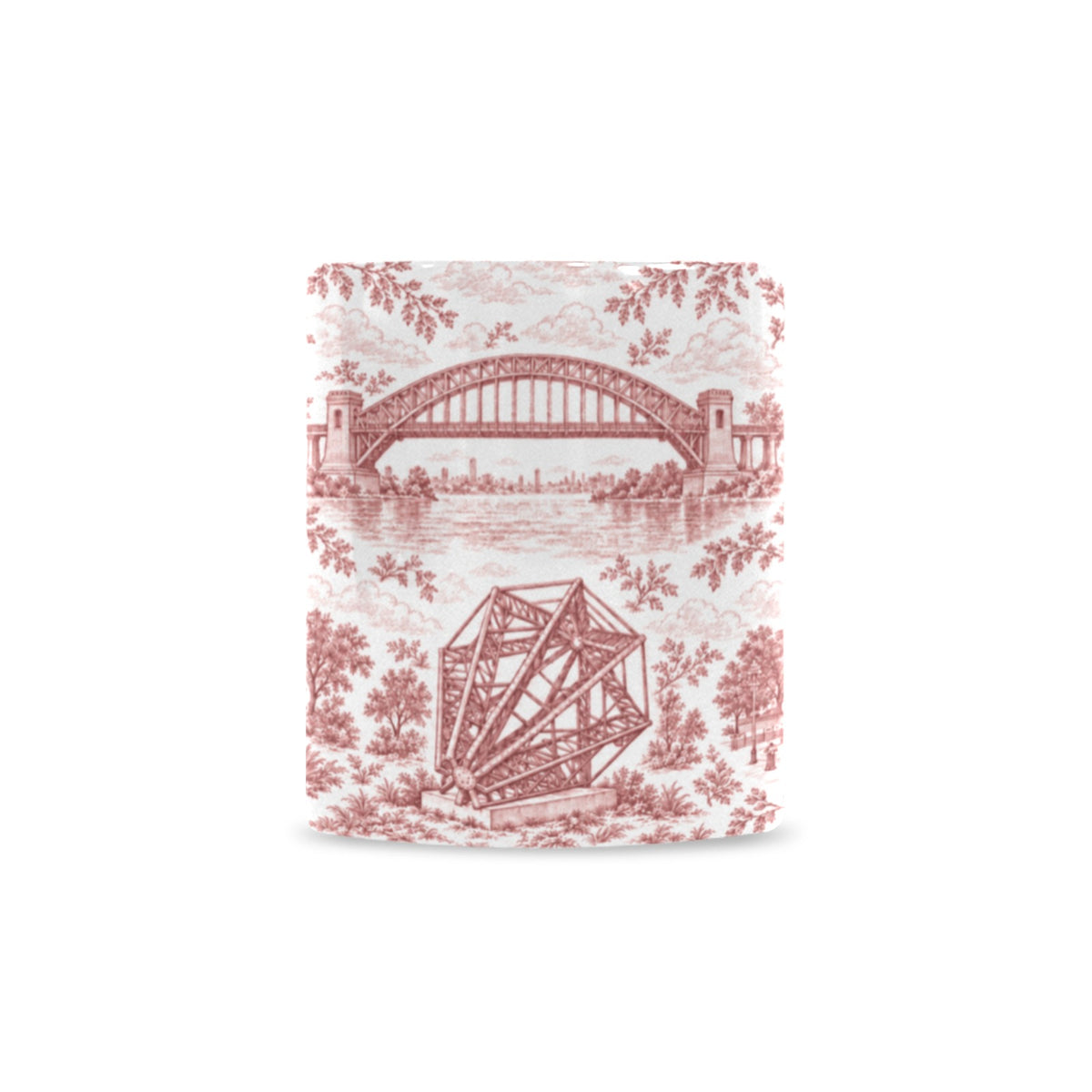 Astoria Red Toile de Jouy Mug | Queens Chinoiserie Ceramic Coffee Cup Custom White Mug (11oz)