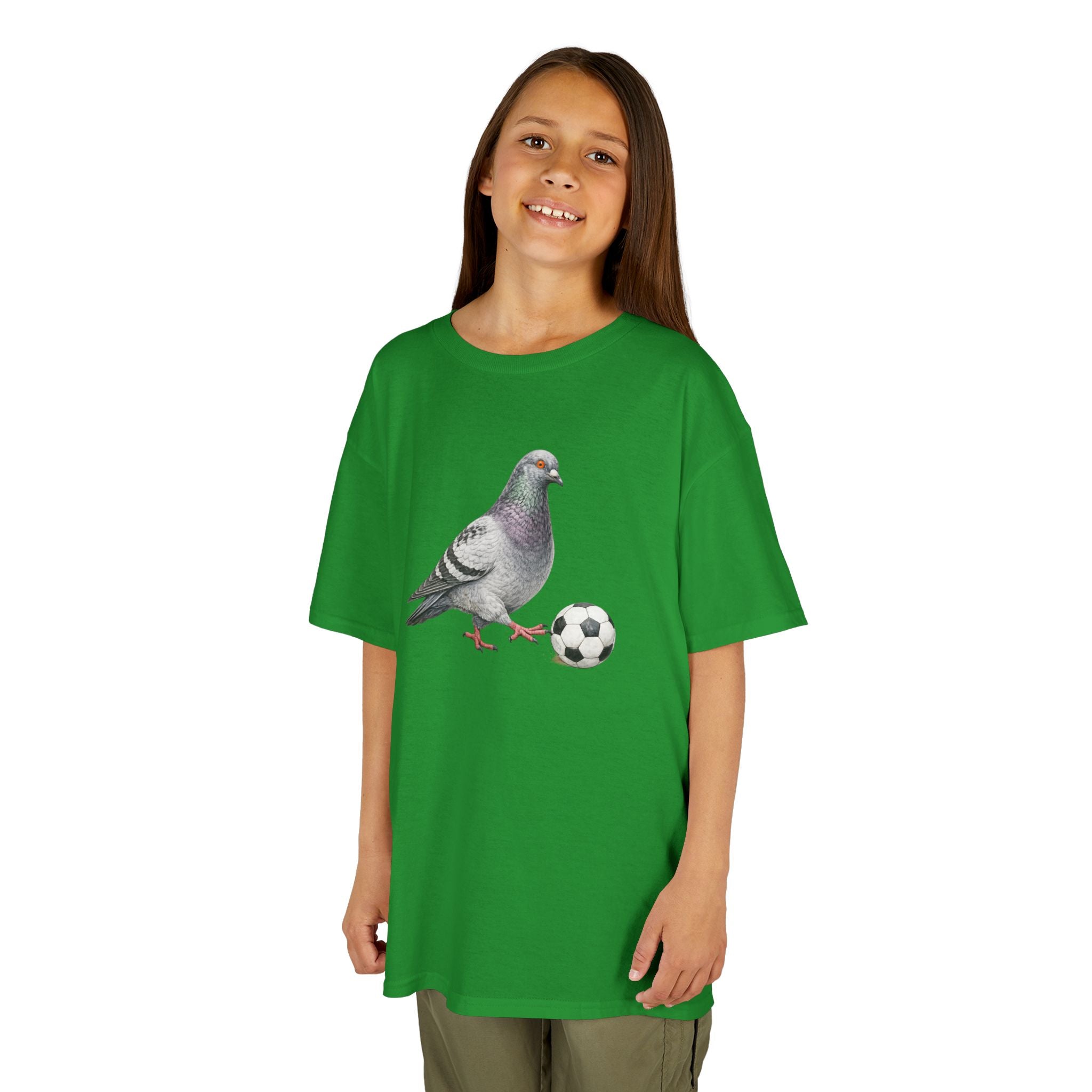 Customizable Corona NYC Pigeon Kids Soccer Tee — Cute Bird Soccer T-Shirt for Children