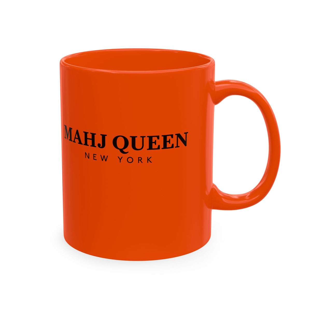 Mahj Queen New York Ceramic Mug — Bright Orange Mahjong Coffee Cup
