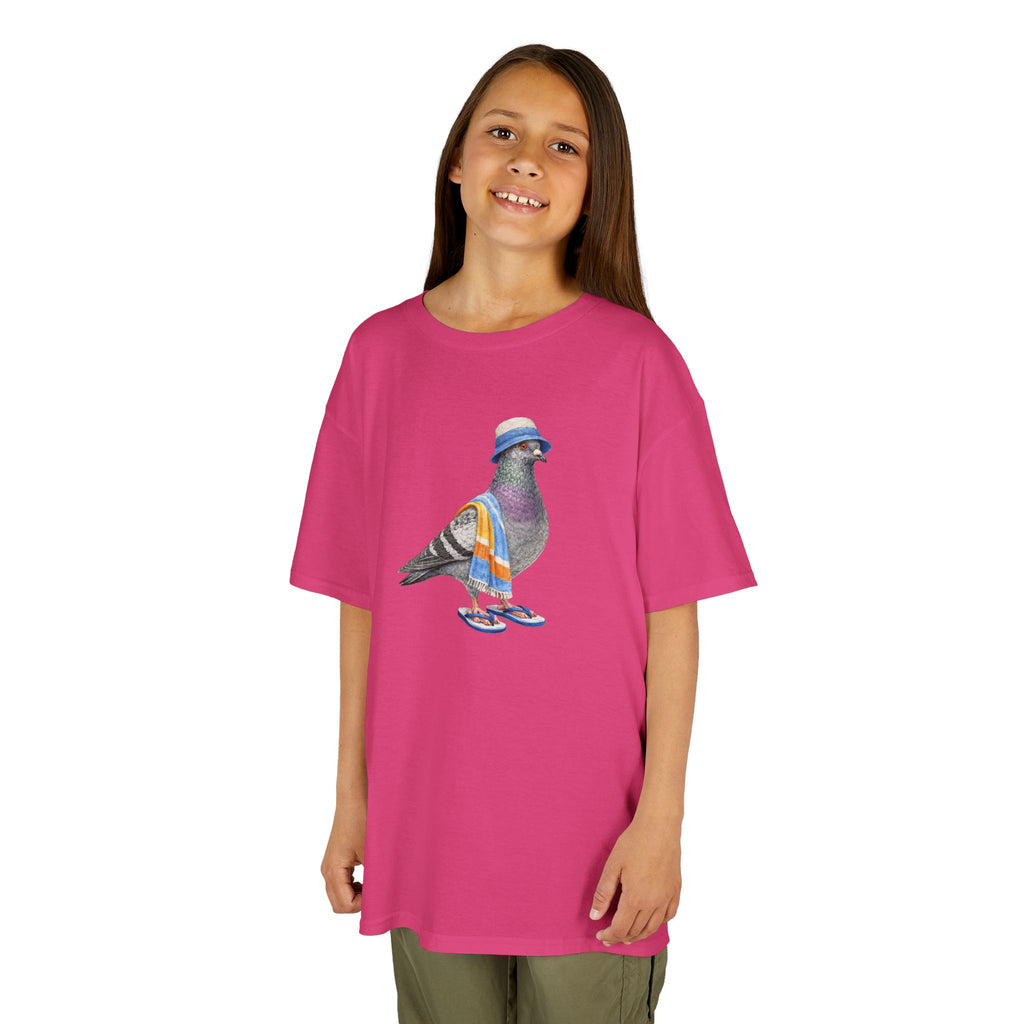Customizable Coney Island NYC Pigeon Kid Tee —  Cute Bird Beach Bum T-Shirt for Children