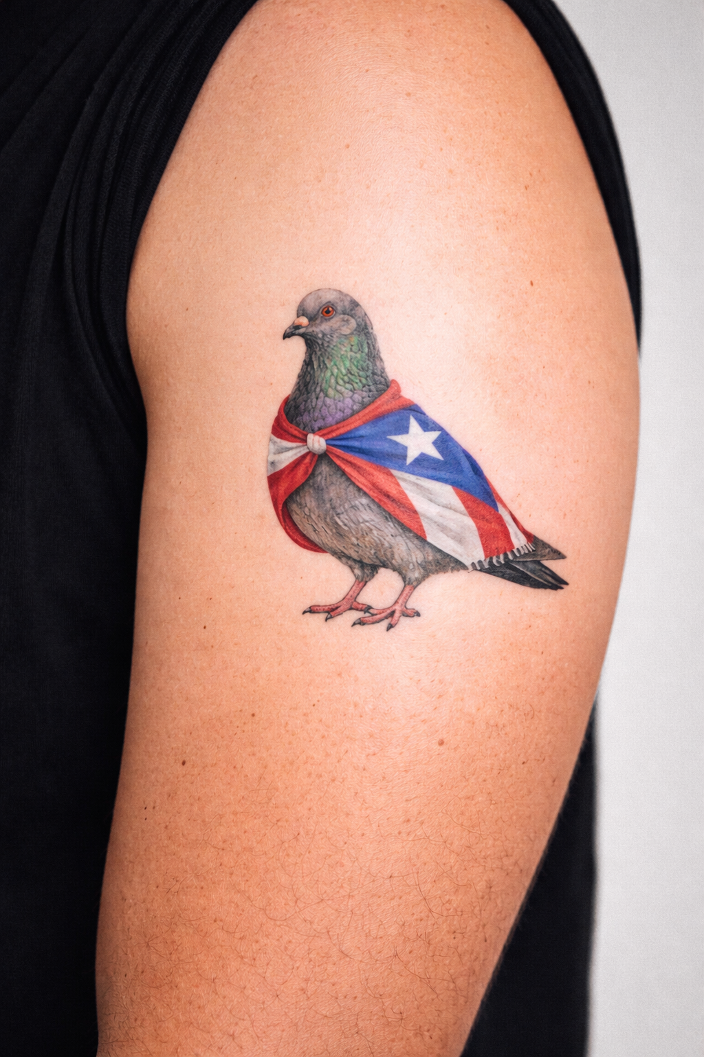 NYC Pigeon Puerto Rican Flag Temporary Tattoos | Puerto Rican Day Parade Bird Lovers Tattoo Sheet