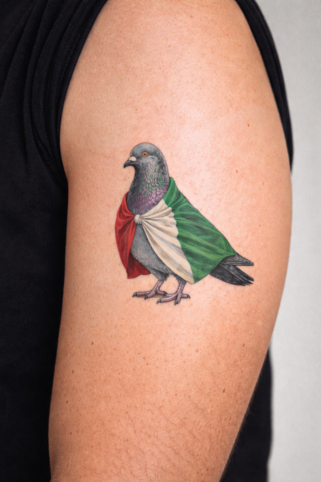 NYC Pigeon Italian Flag Temporary Tattoos | Columbus Day Parade Bird Lovers Tattoo Sheet