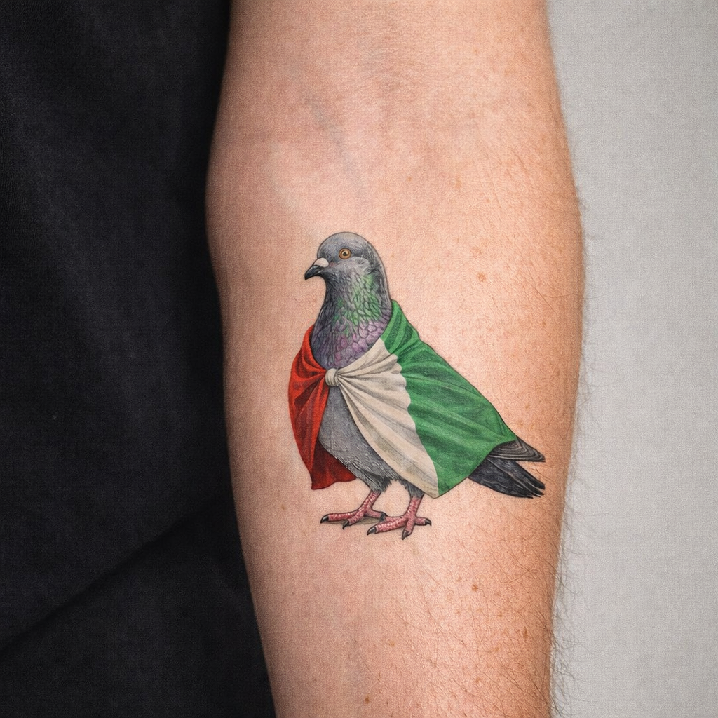 NYC Pigeon Italian Flag Temporary Tattoos | Columbus Day Parade Bird Lovers Tattoo Sheet