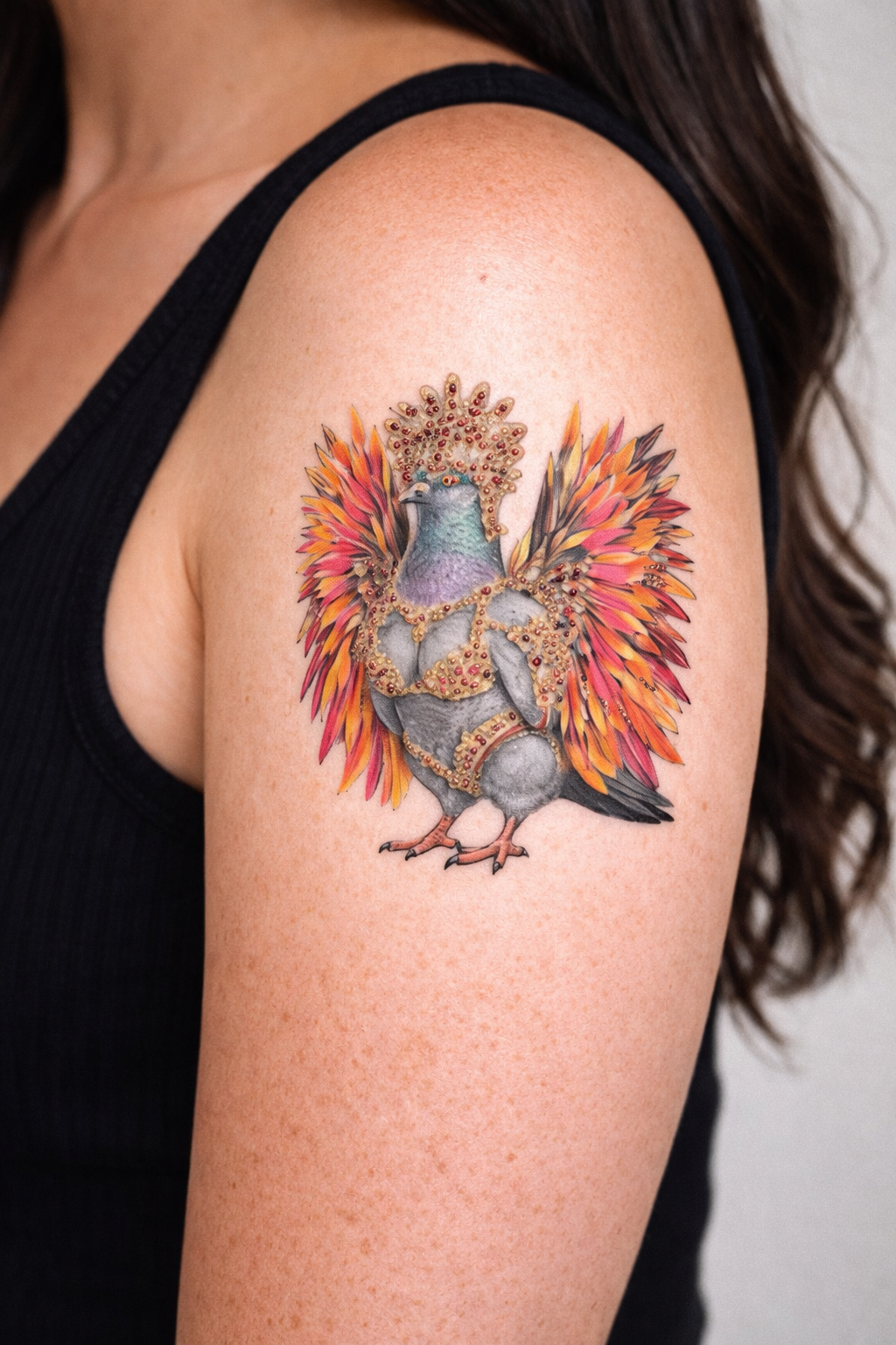Flatbush NYC Pigeon Temporary Tattoos | West Indian Day Parade Carnival Mardi Gras Bird Lovers Removable Tattoo Sheet