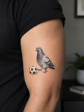 Corona NYC Pigeon Temporary Tattoos | Soccer Player Bird Lovers Tattoo Sheet