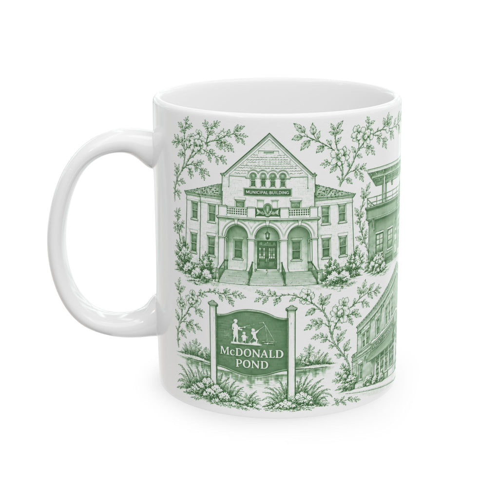 Rockville Center Green Toile de Jouy 11 oz Mug