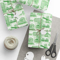Brooklyn NYC Green Toile Gift Wrapping Papers   Chinoiserie New York City Gift Wrap Brooklyn Bridge Prospect Park Junior's DUMBO Museum