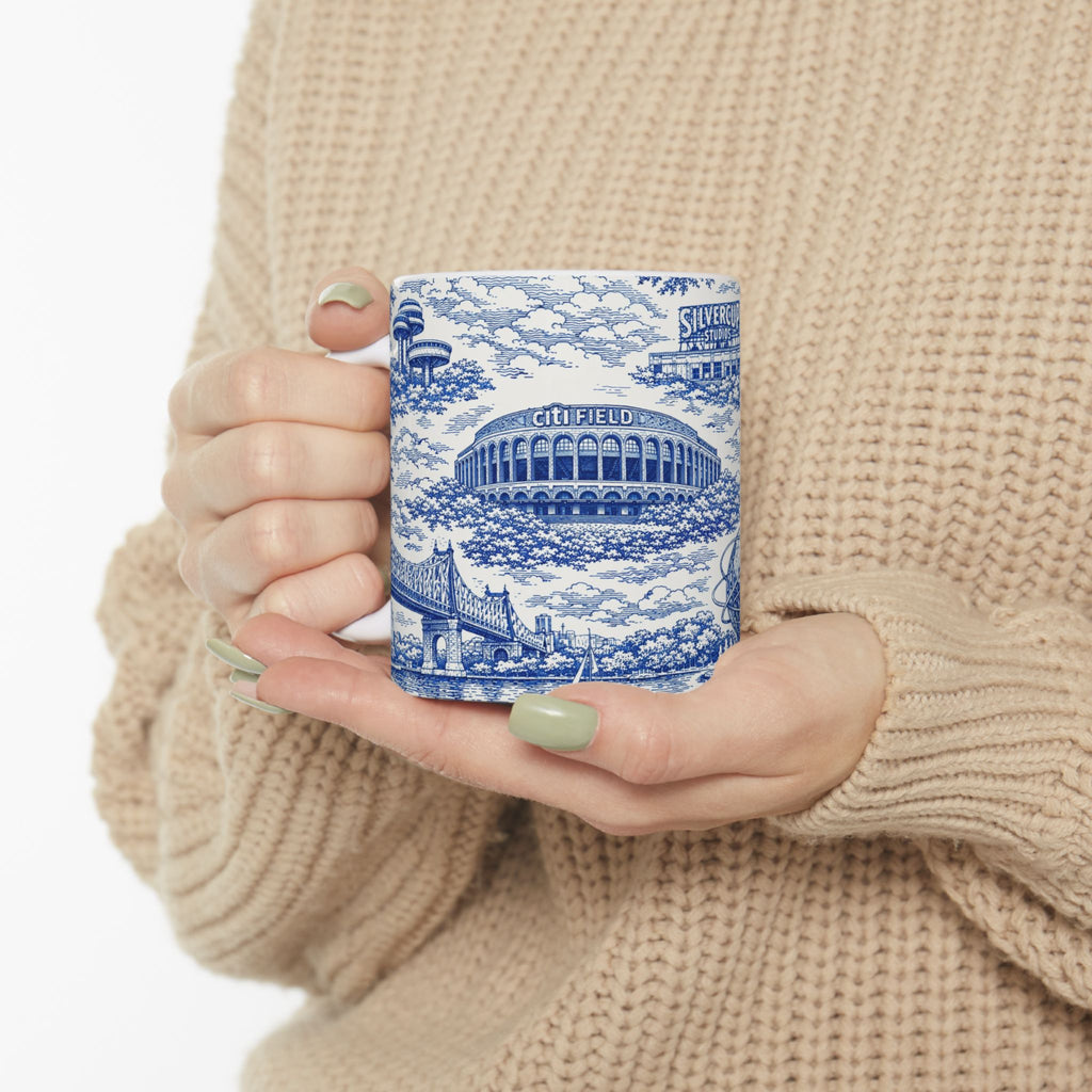 Queens Blue and White Toile de Jouy Mug | Chinoiserie Ceramic Coffee Cup