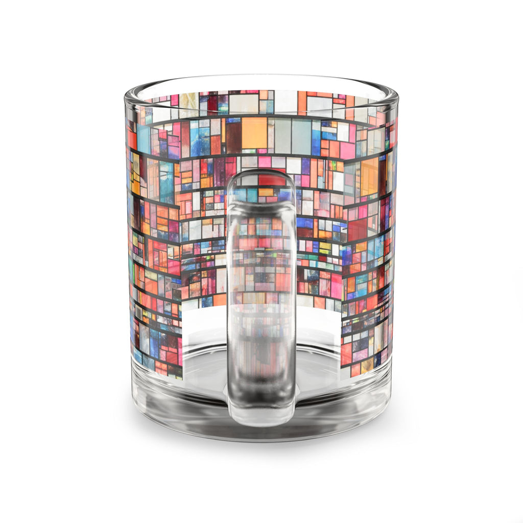 DUMBO Brooklyn Water Tower Stained Glass Mosaic Mug | Colorful Geometric Pattern Glass Mug, 10oz