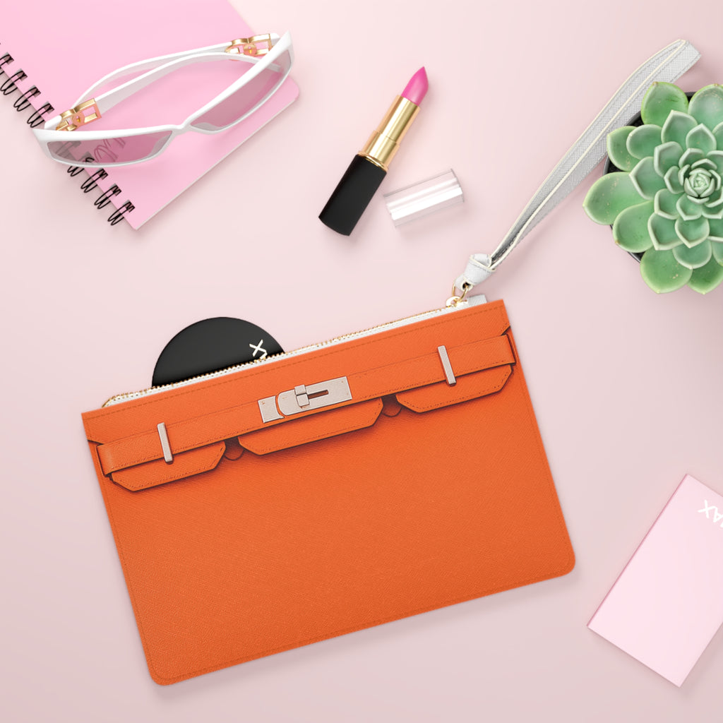 Canal Street Orange Clutch Bag — Elegant Wristlet Purse for Evening & Gifts