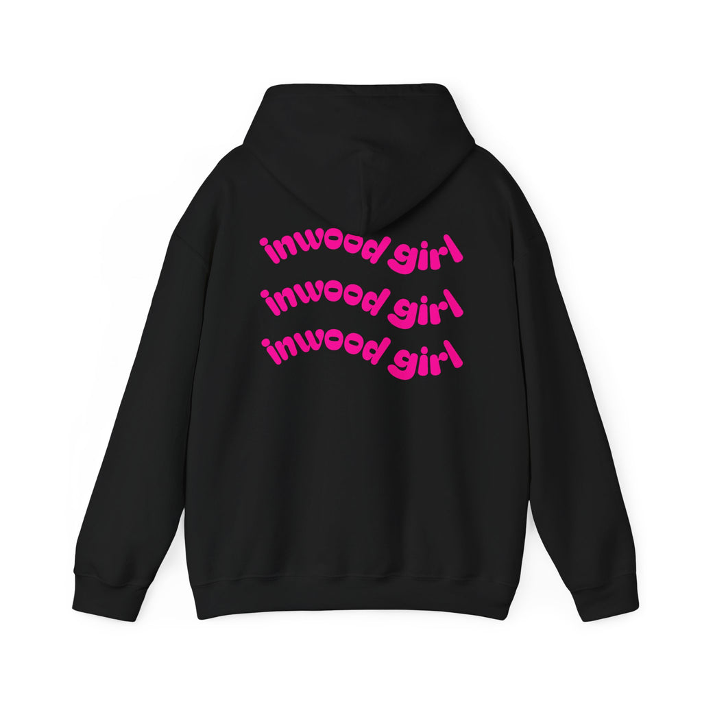 Inwood Girl Hoodie – Retro Pink Wave Back Print Hooded Sweatshirt