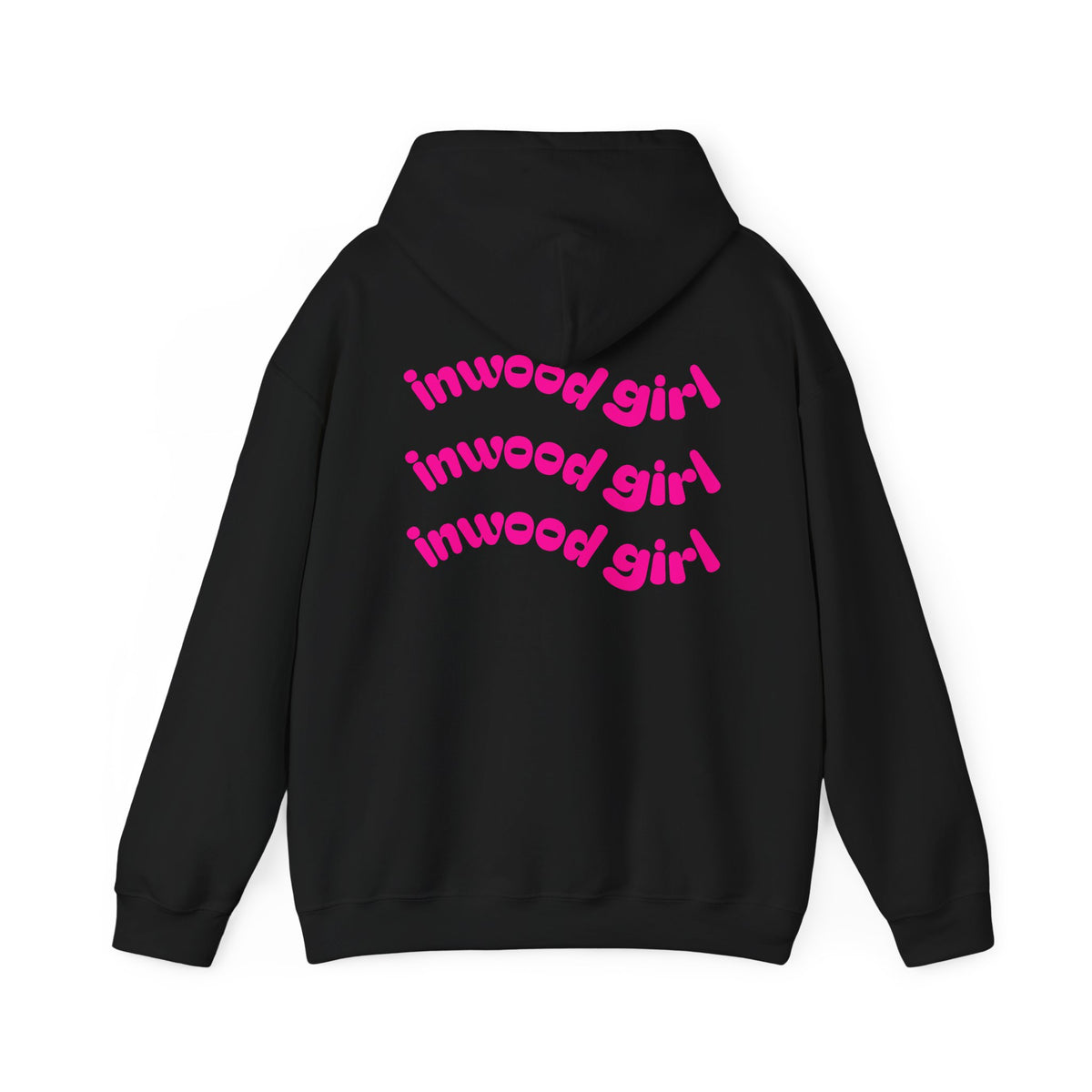 Inwood Girl Hoodie – Retro Pink Wave Back Print Hooded Sweatshirt