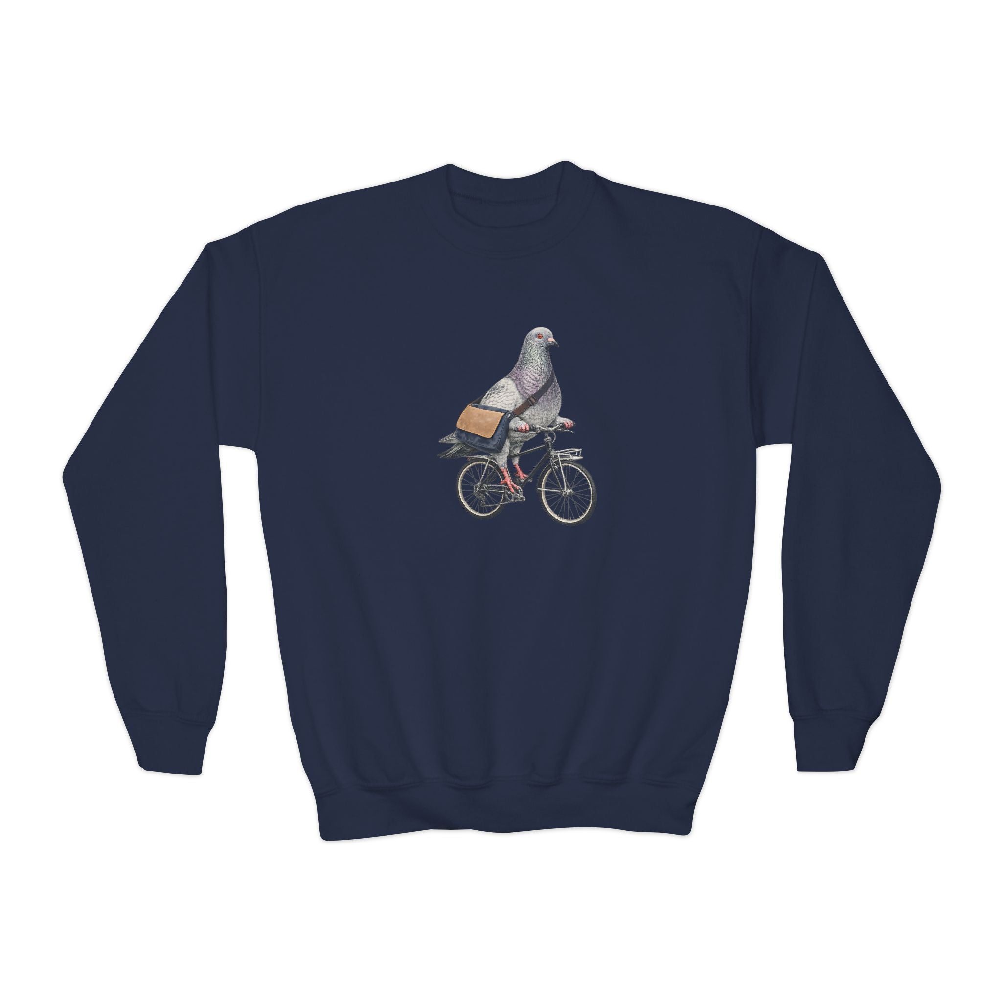 Customizable Midtown NYC Pigeon NYC Kids Crewneck Sweatshirt    New York Bike Rider Bird Lover Childrens Sweater