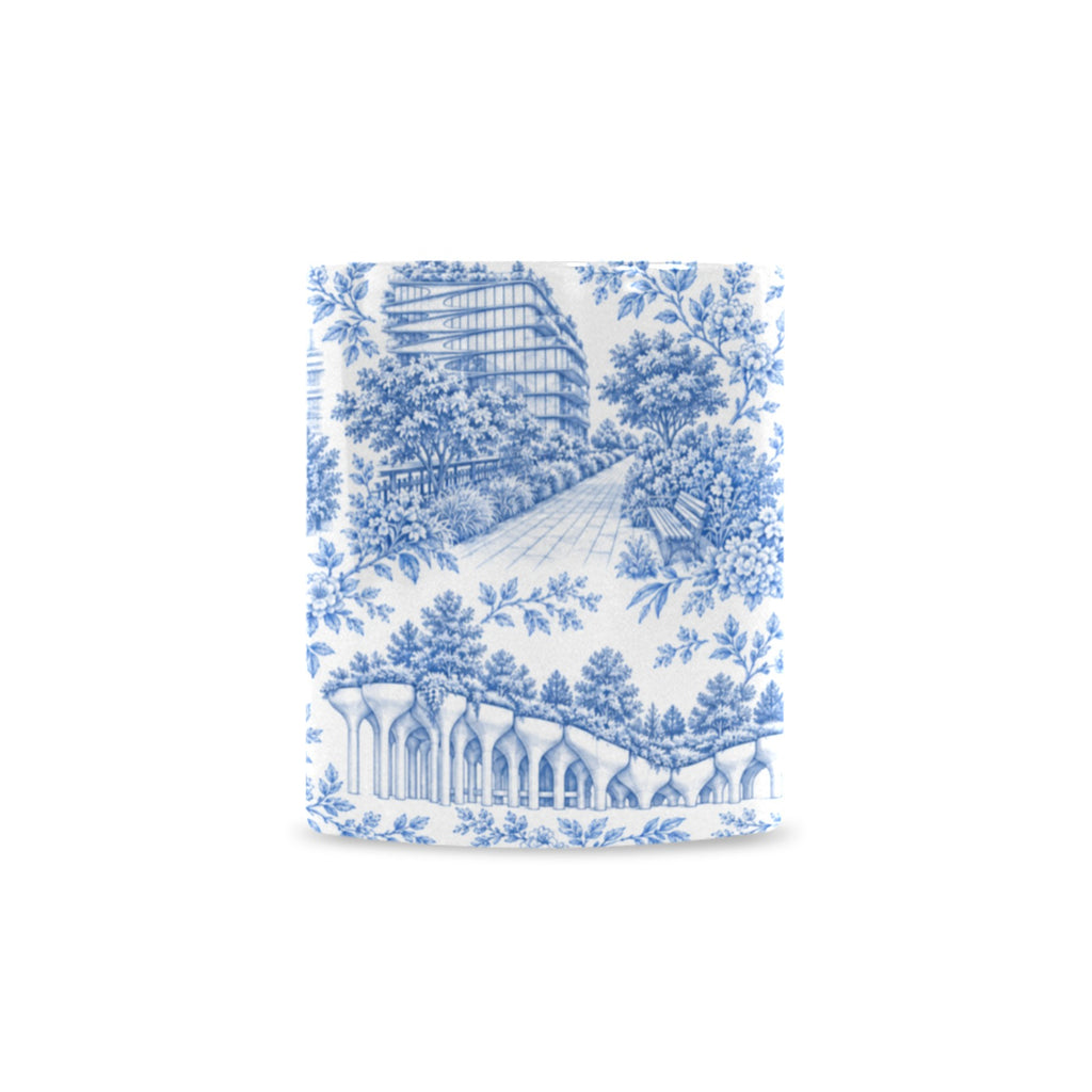 Chelsea Blue Toile De Jouy Mug | Manhattan Chinoiserie Coffee Cup Custom White Mug (11oz)