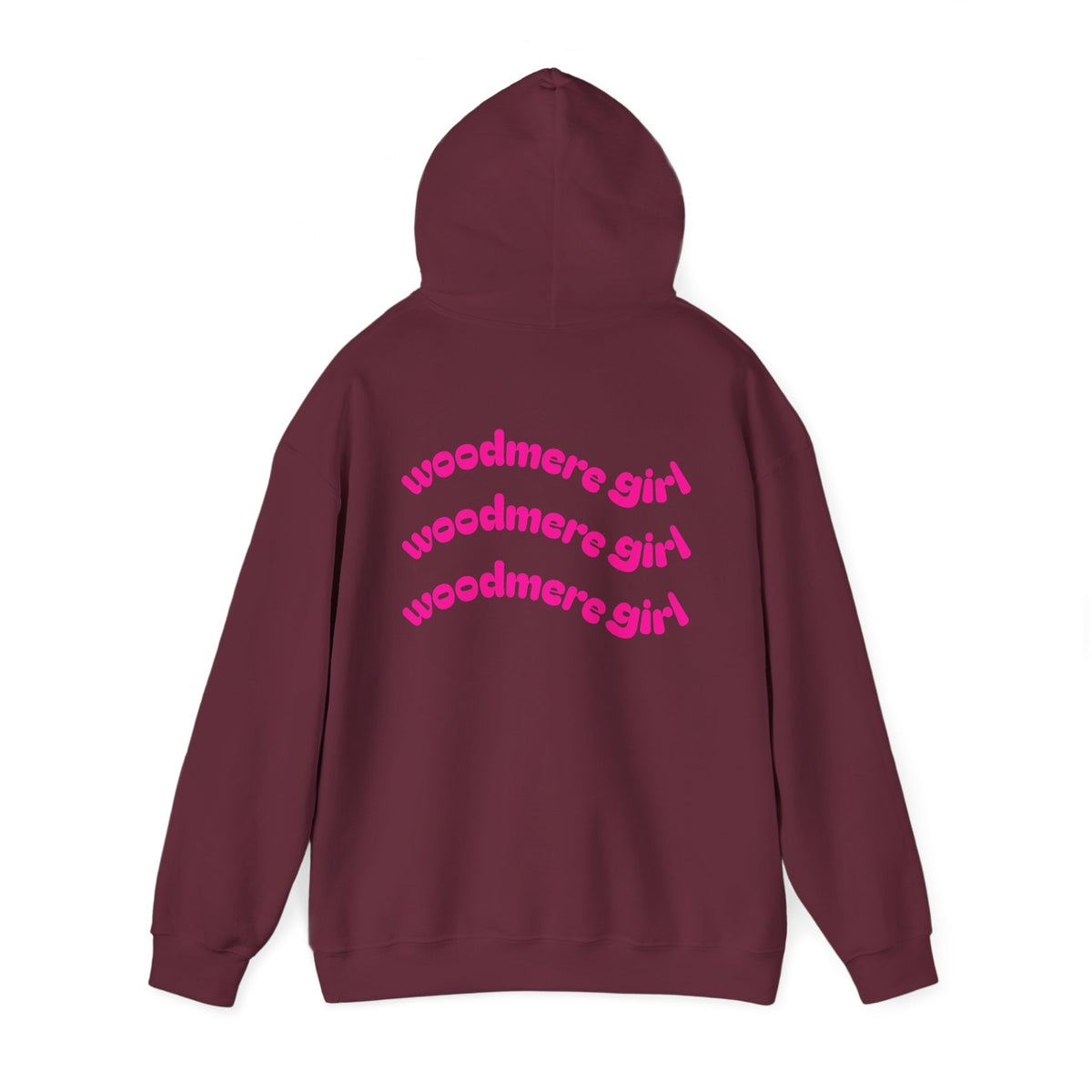 Woodmere Girl Hoodie – Retro Pink Wave Back Print Hooded Sweatshirt