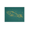 Grand Central Station-inspired Gold Pisces Zodiac Fish on Teal Ceramic Bath Tile (Astrology Home Décor) 6" x 8"