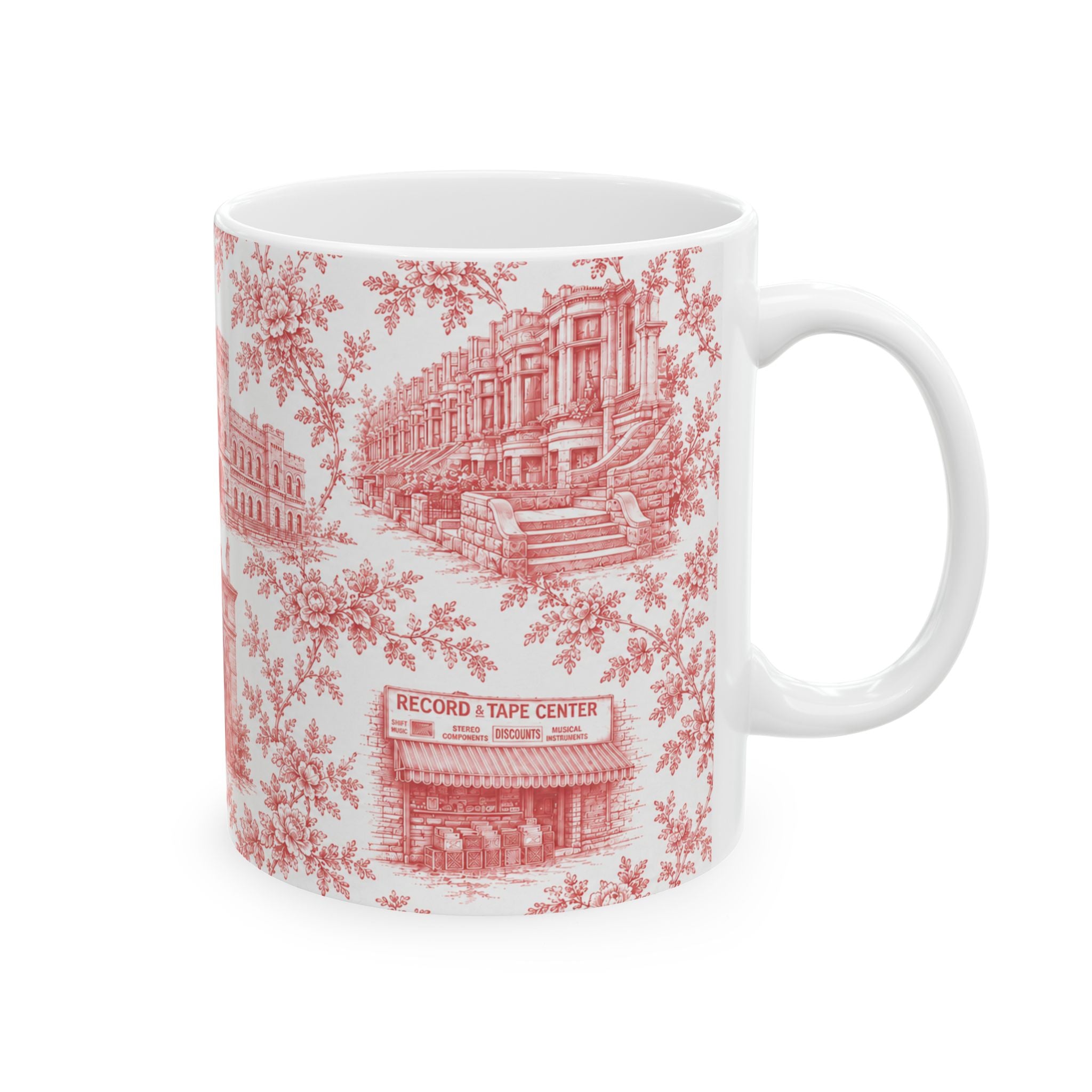 Park Slope Red Toile de Jouy Mug | NYC Chinoiserie Ceramic Coffee Cup