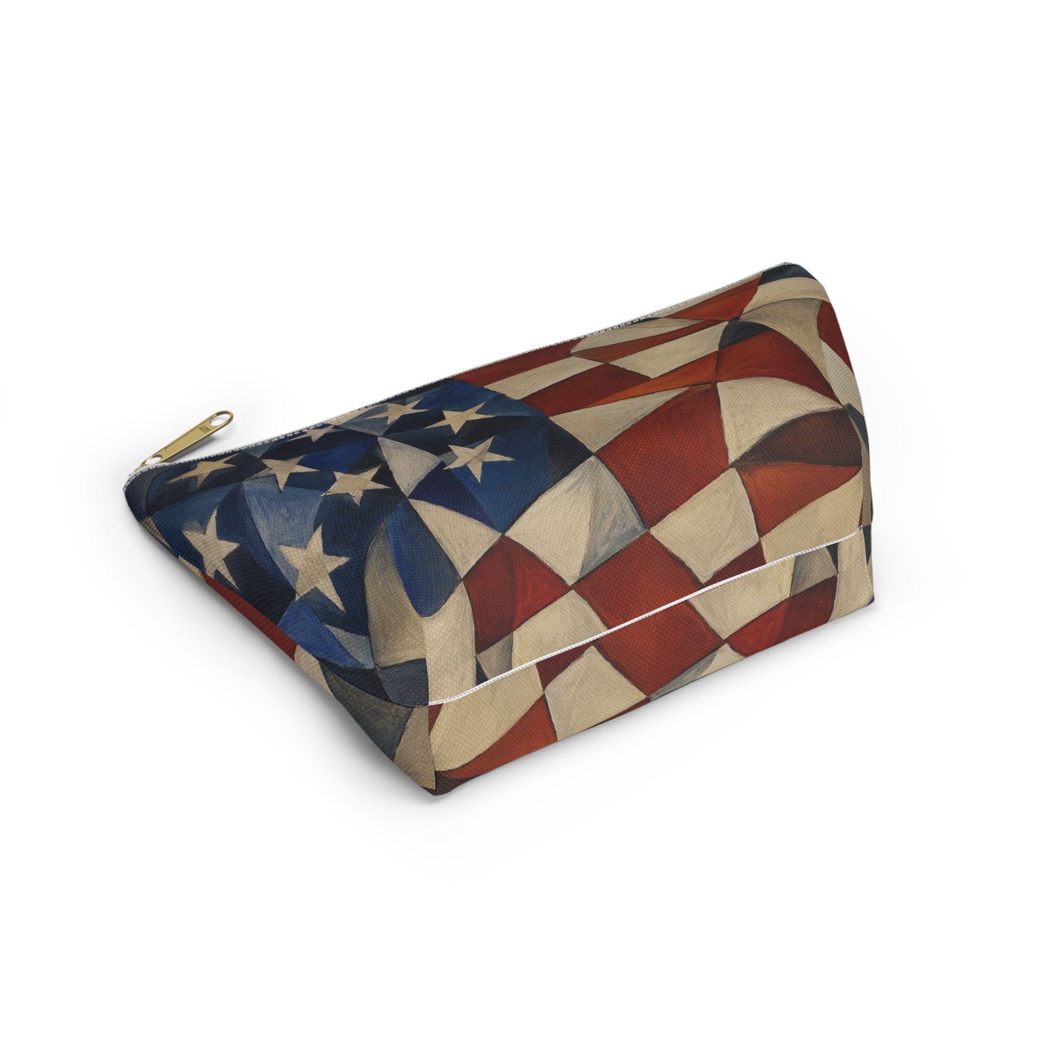 4th of July Accessory Pouch — Red, White and Blue T-Bottom Makeup Bag