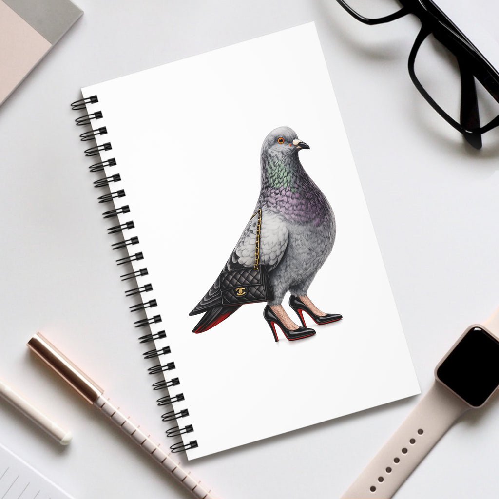 Customizable Meatpacking District NYC Pigeon Spiral Journal |  Luxury Fashion Bird Lovers Notebook
