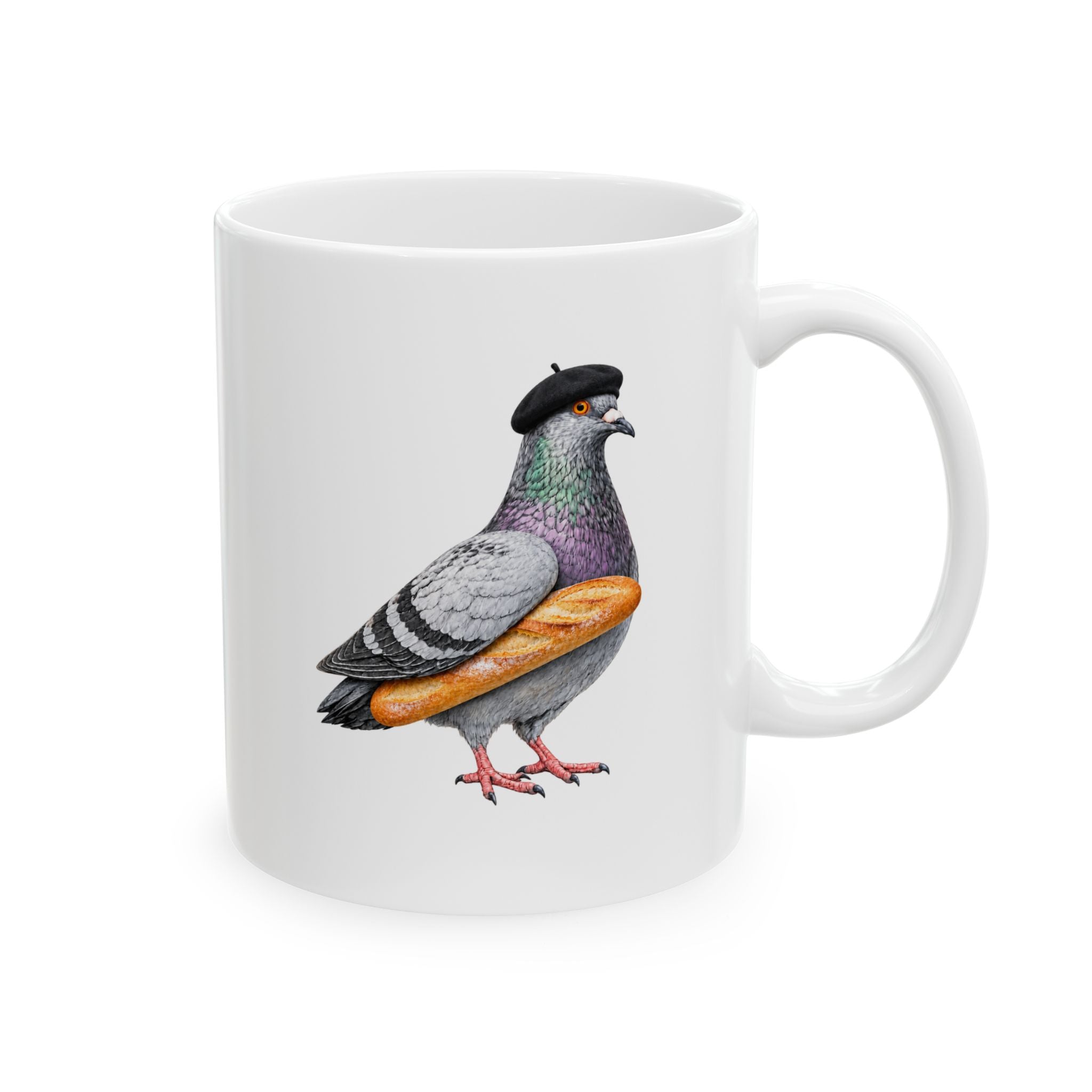Customizable Carroll Gardens NYC Pigeon Mug | French Bakery Bird Lovers Ceramic Coffee Cup