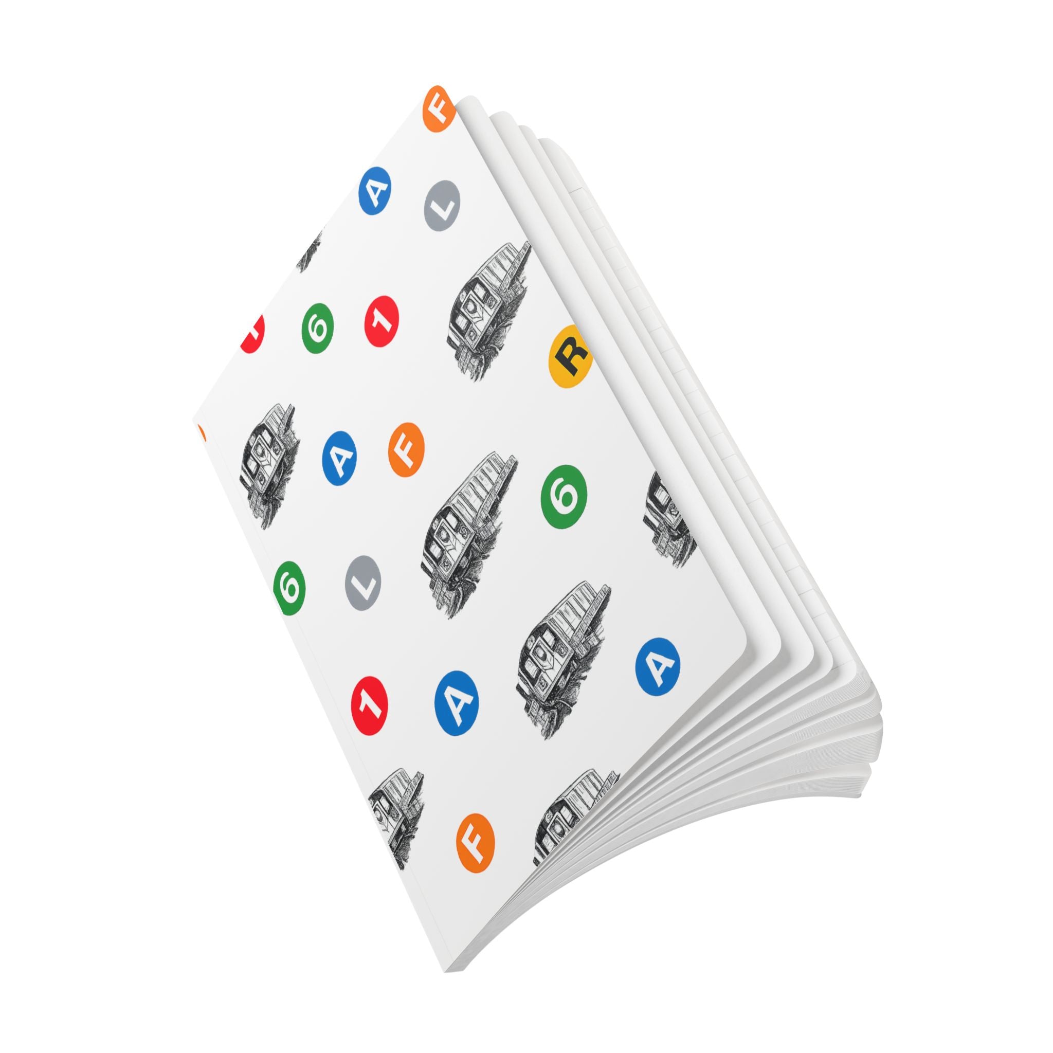 New York Subway Train Transit Icons  Pattern Journal | NYC Metro Subway Pattern Softcover Notebook