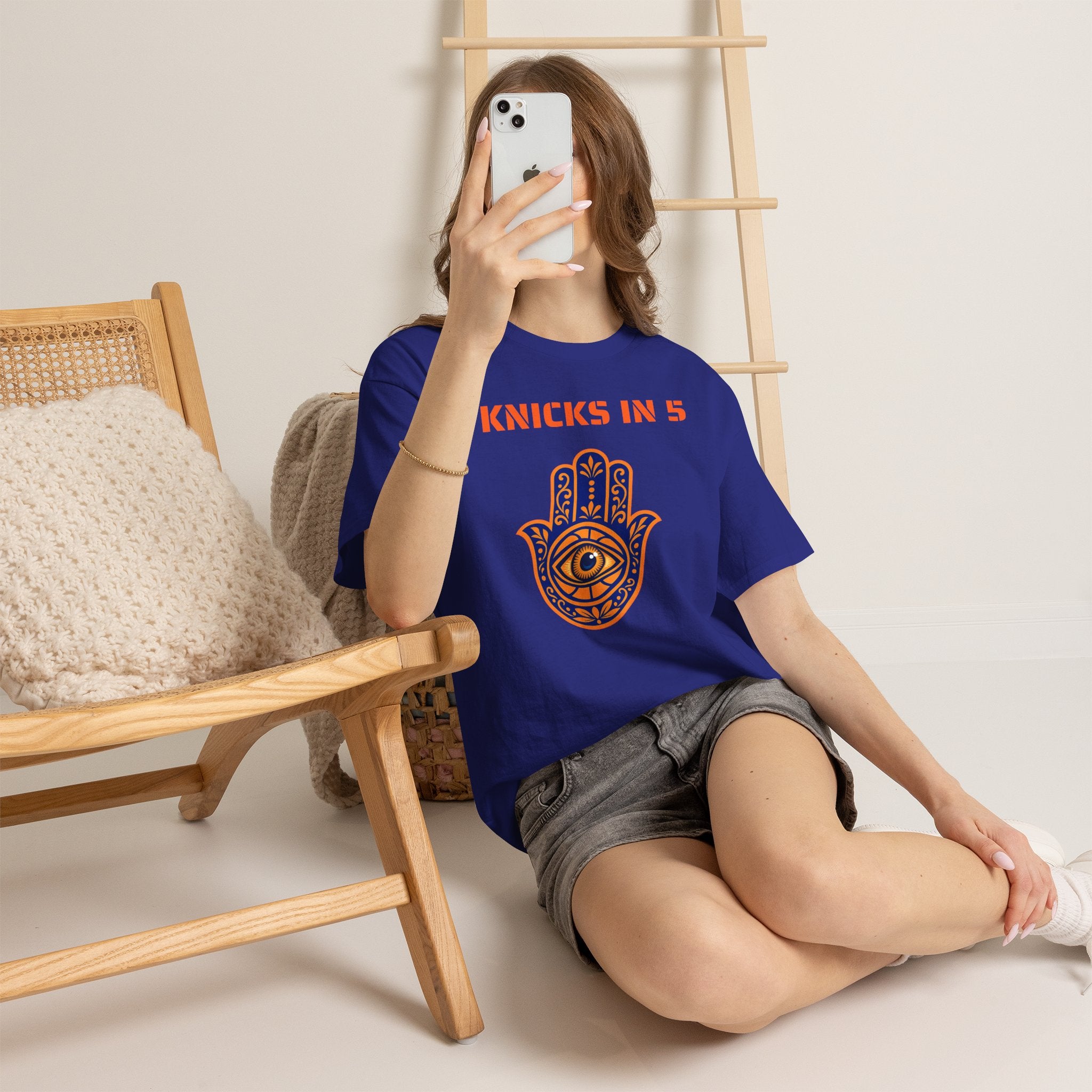 Knicks In Five Tee | New York Basketball Hamsa T-Shirt