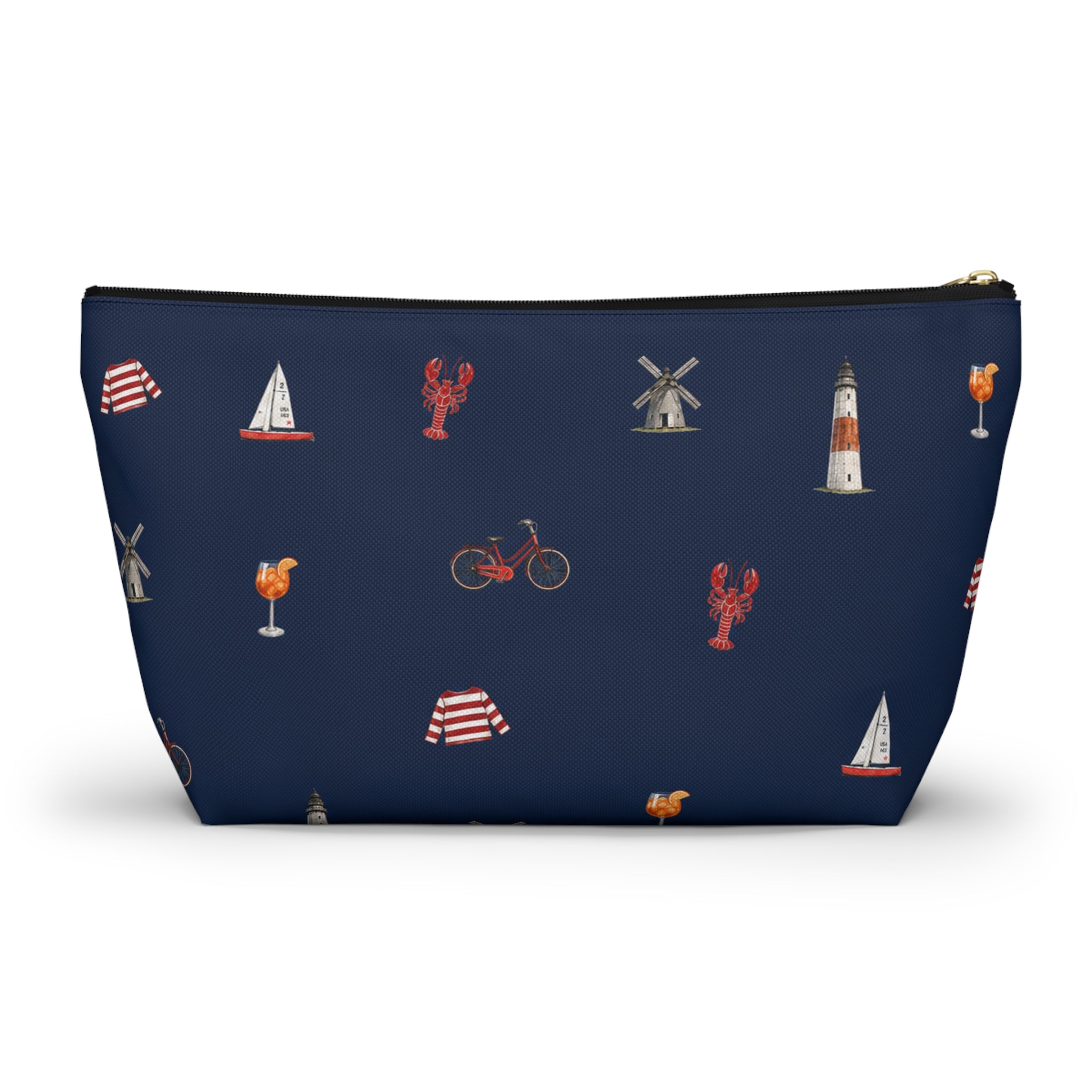 Icons of The Hamptons Large Navy Blue Pouch — T-Bottom Makeup & Travel Organizer