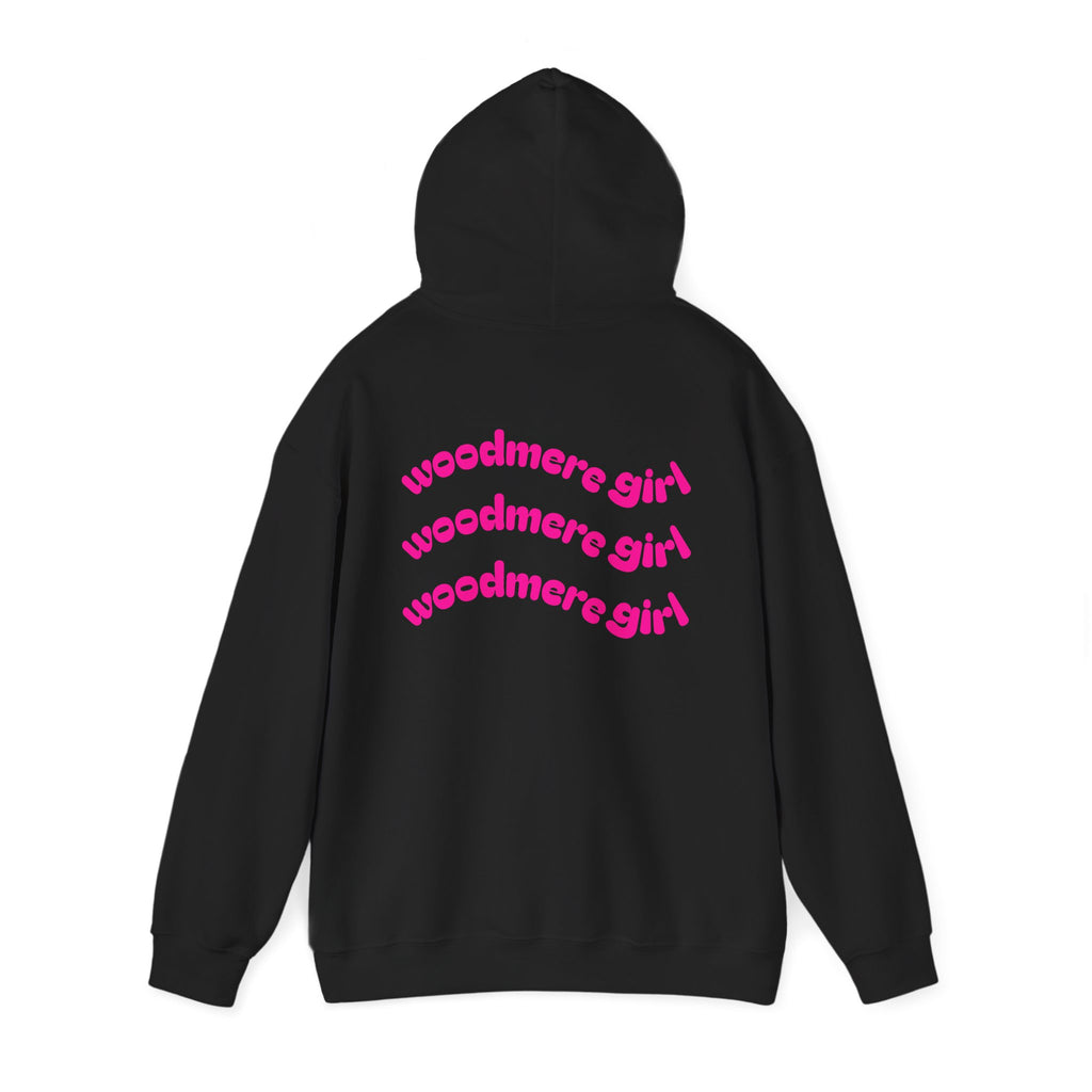 Woodmere Girl Hoodie – Retro Pink Wave Back Print Hooded Sweatshirt