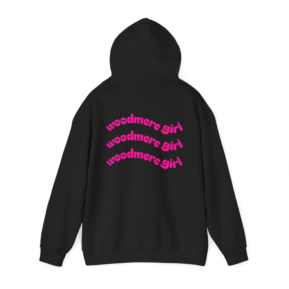 Woodmere Girl Hoodie – Retro Pink Wave Back Print Hooded Sweatshirt