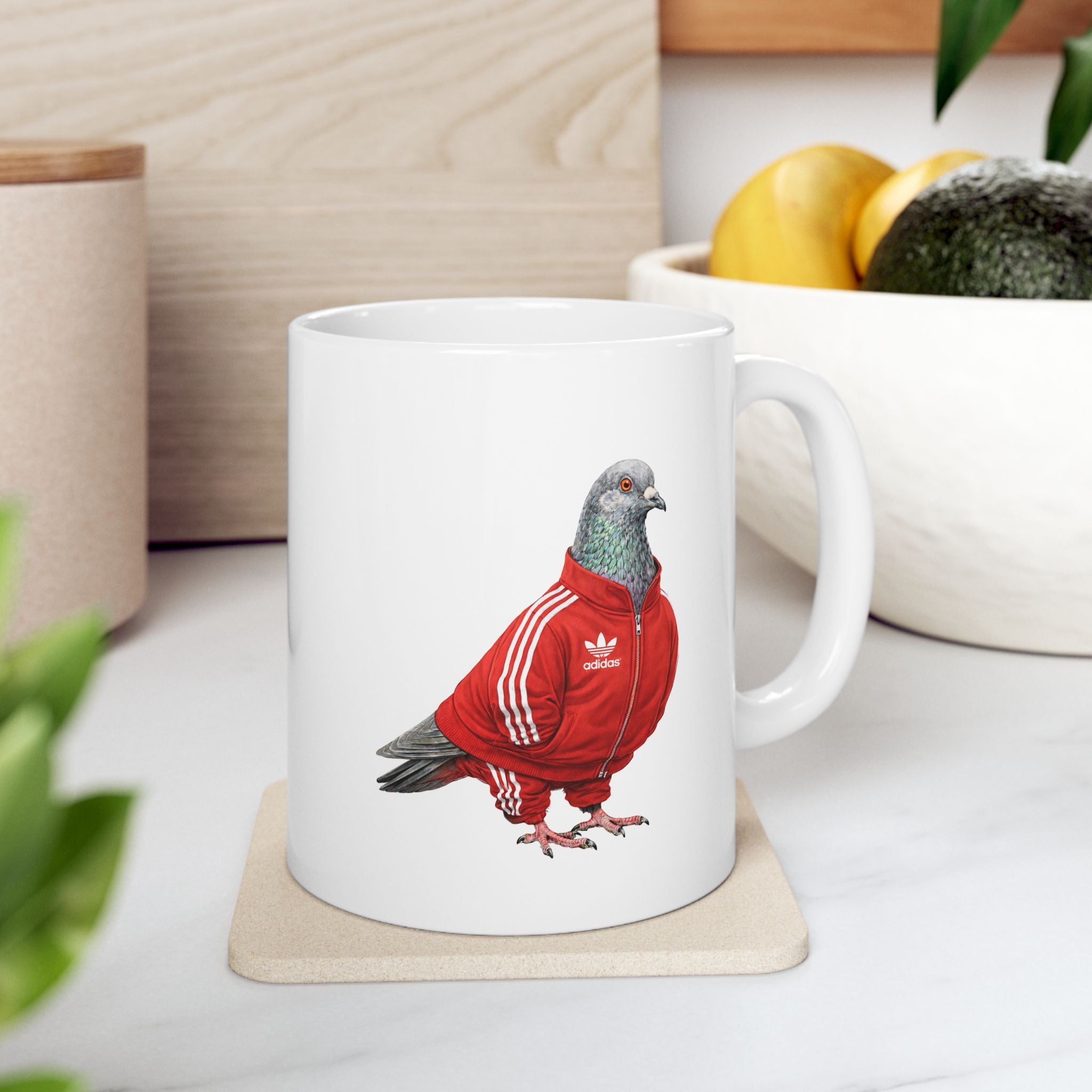 Customizable Brighton Beach NYC Pigeon Mug | New York Brooklyn Track Suit Bird Lovers Ceramic Coffee Cup