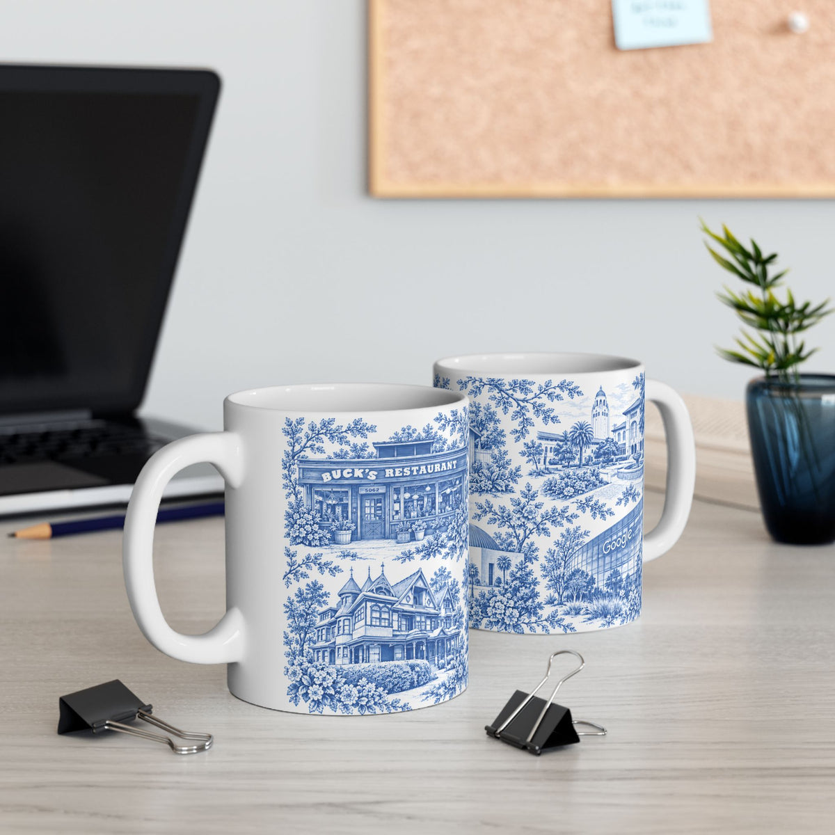 Silicon Valley Blue Toile de Jouy 11oz Ceramic Mug